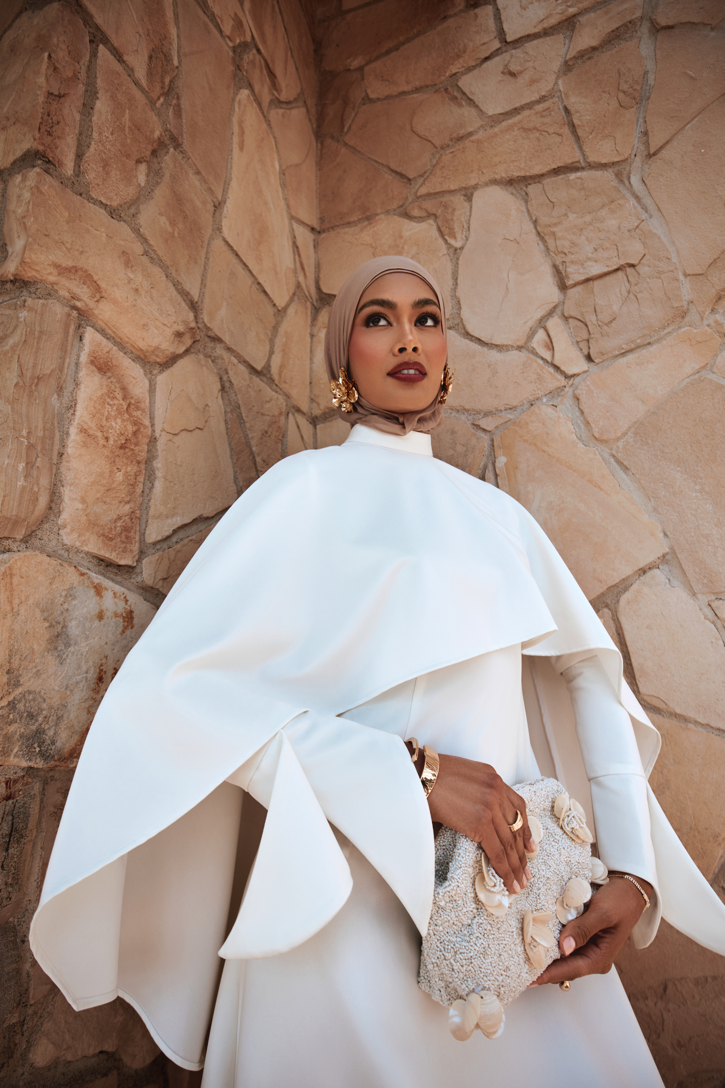Ari Cape Maxi Gown - Off White - 13