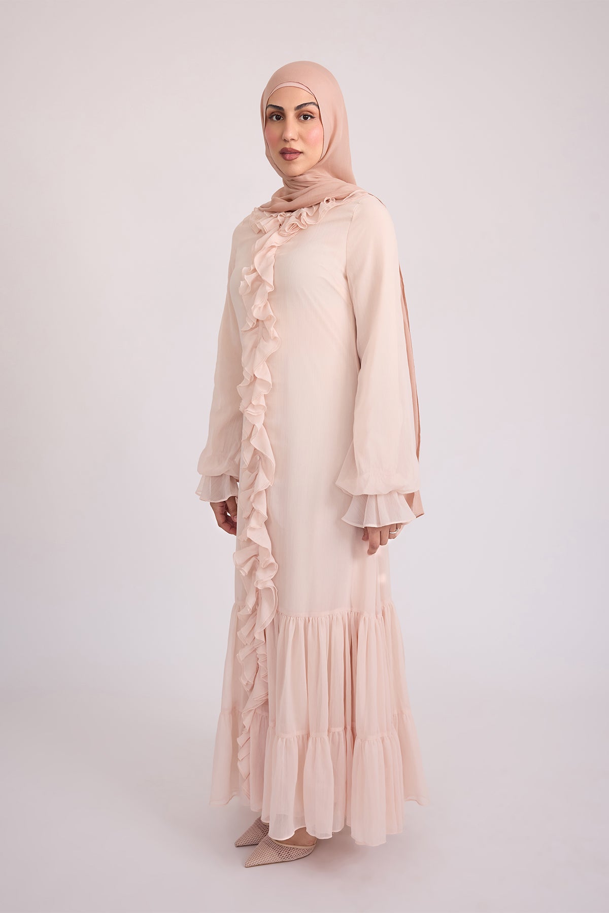 Modest Elegance with the Mira Ruffle Sleeve Maxi Dress for Ramadan