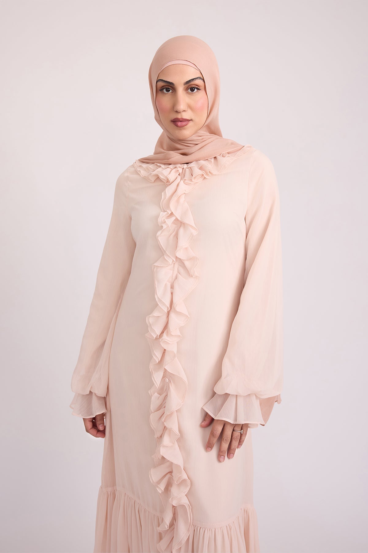 Mira Ruffle Long Sleeve Maxi Dress - Rose