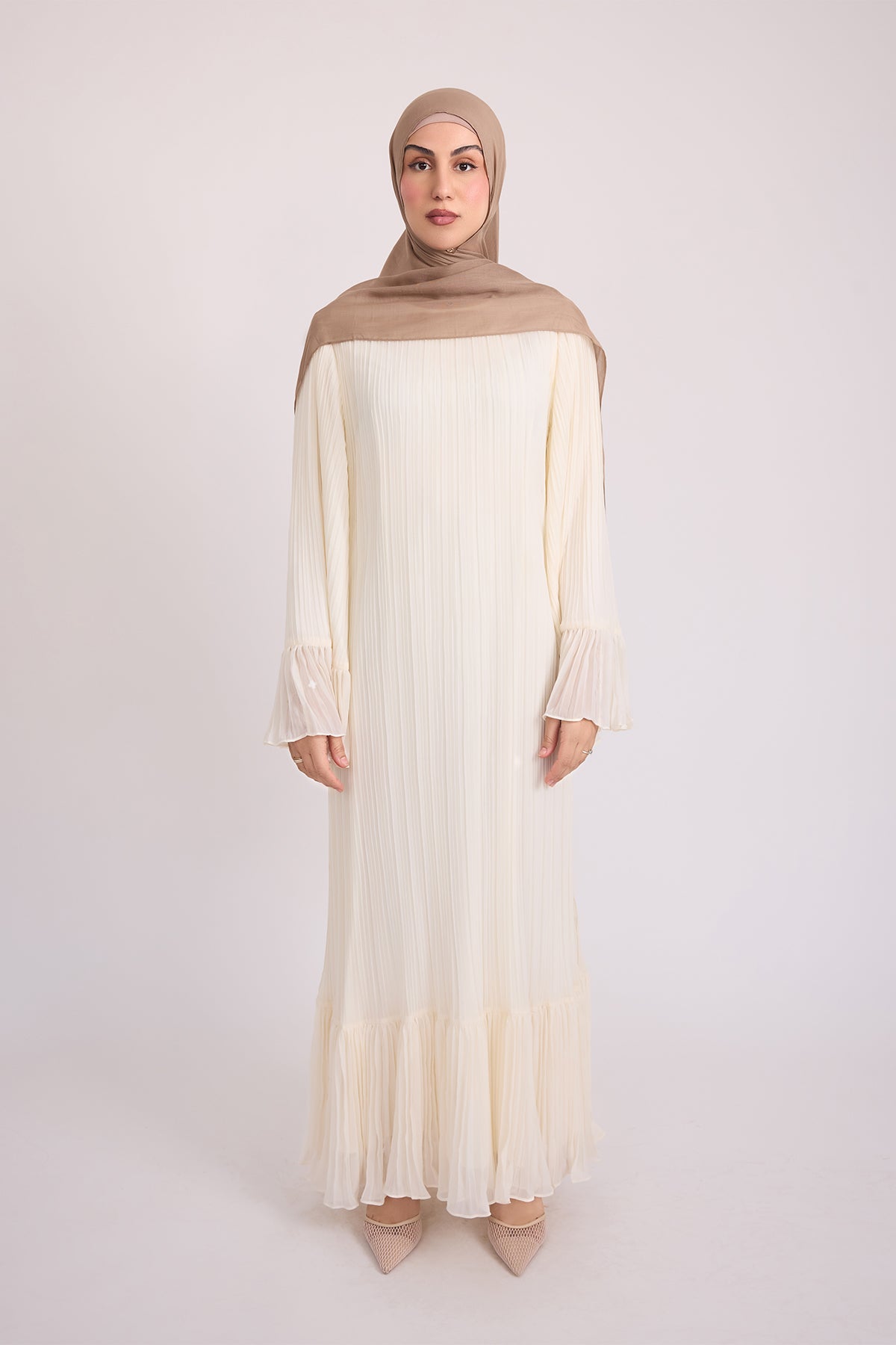 Camille Pleated Maxi Dress - Off White