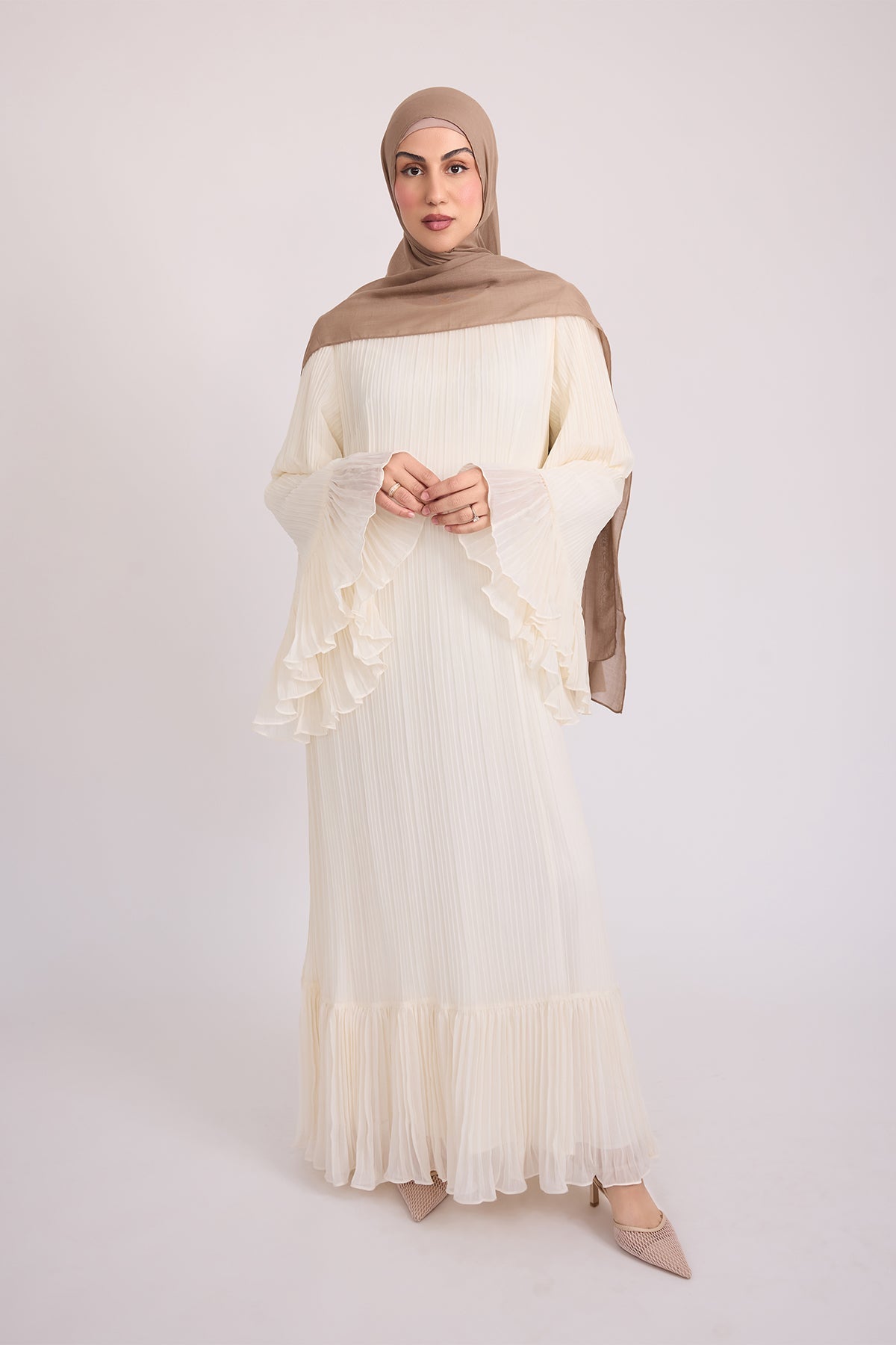 Camille Pleated Maxi Dress - Off White