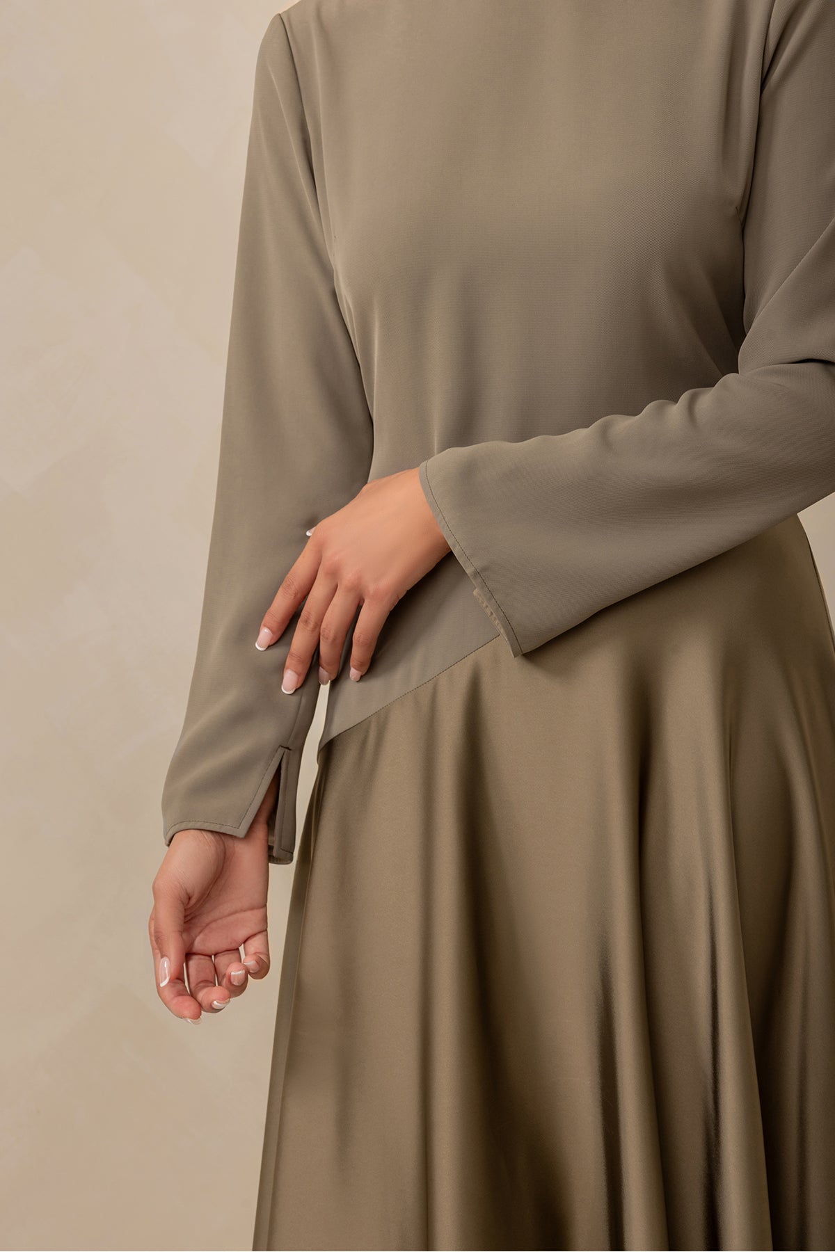 Anastasia Asymmetric Long Sleeve Maxi Dress - Olive