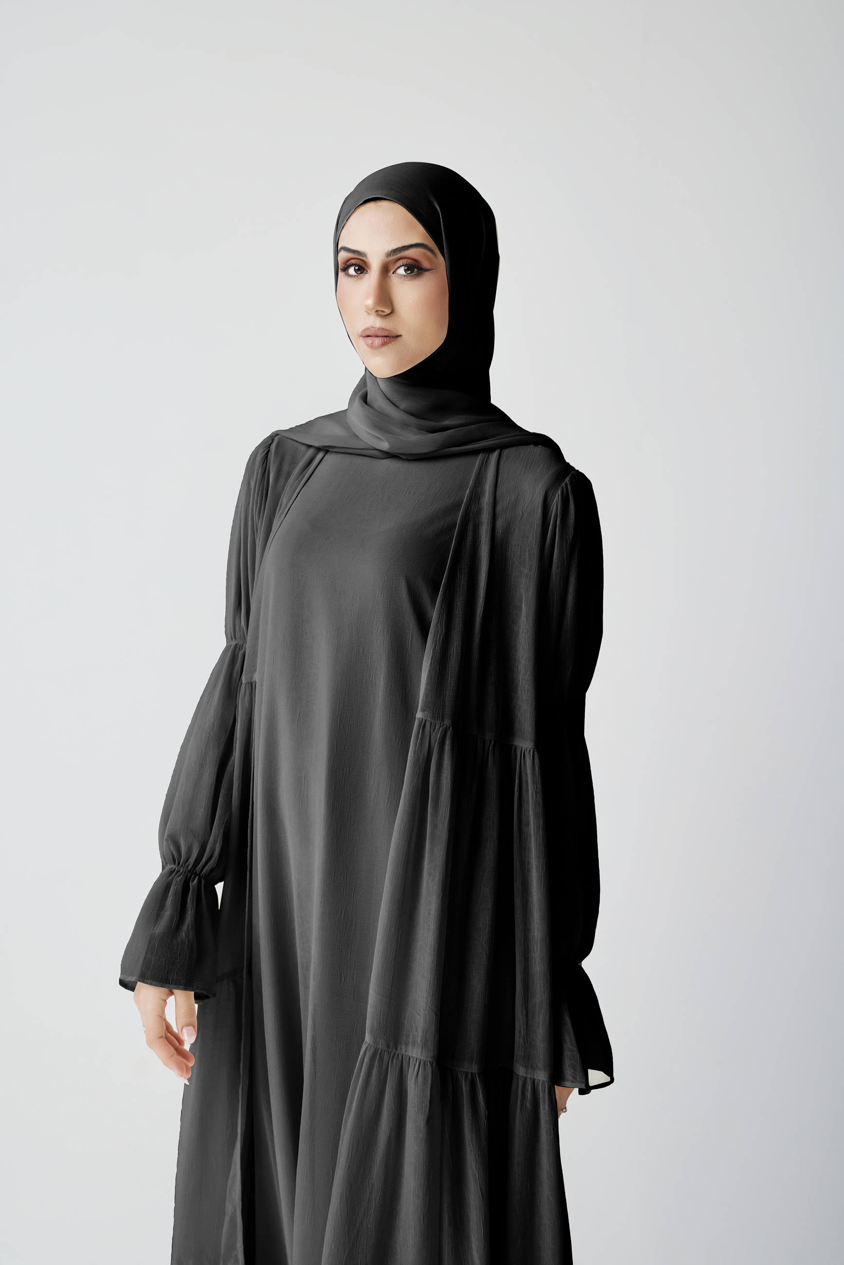 Bohemian Abaya Set - Black