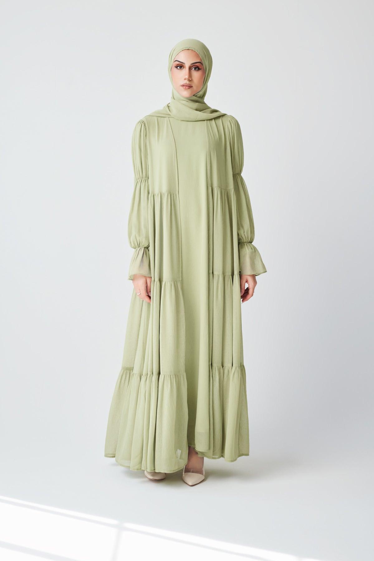 Bohemian Abaya Set - Light Sage