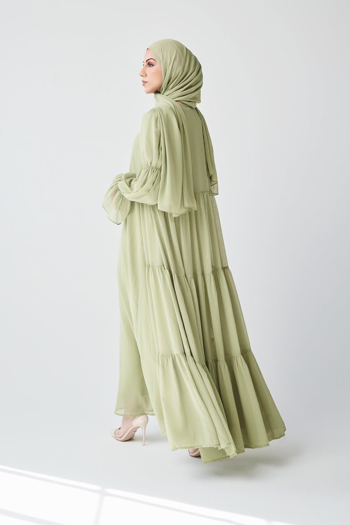 Bohemian Abaya Set - Light Sage