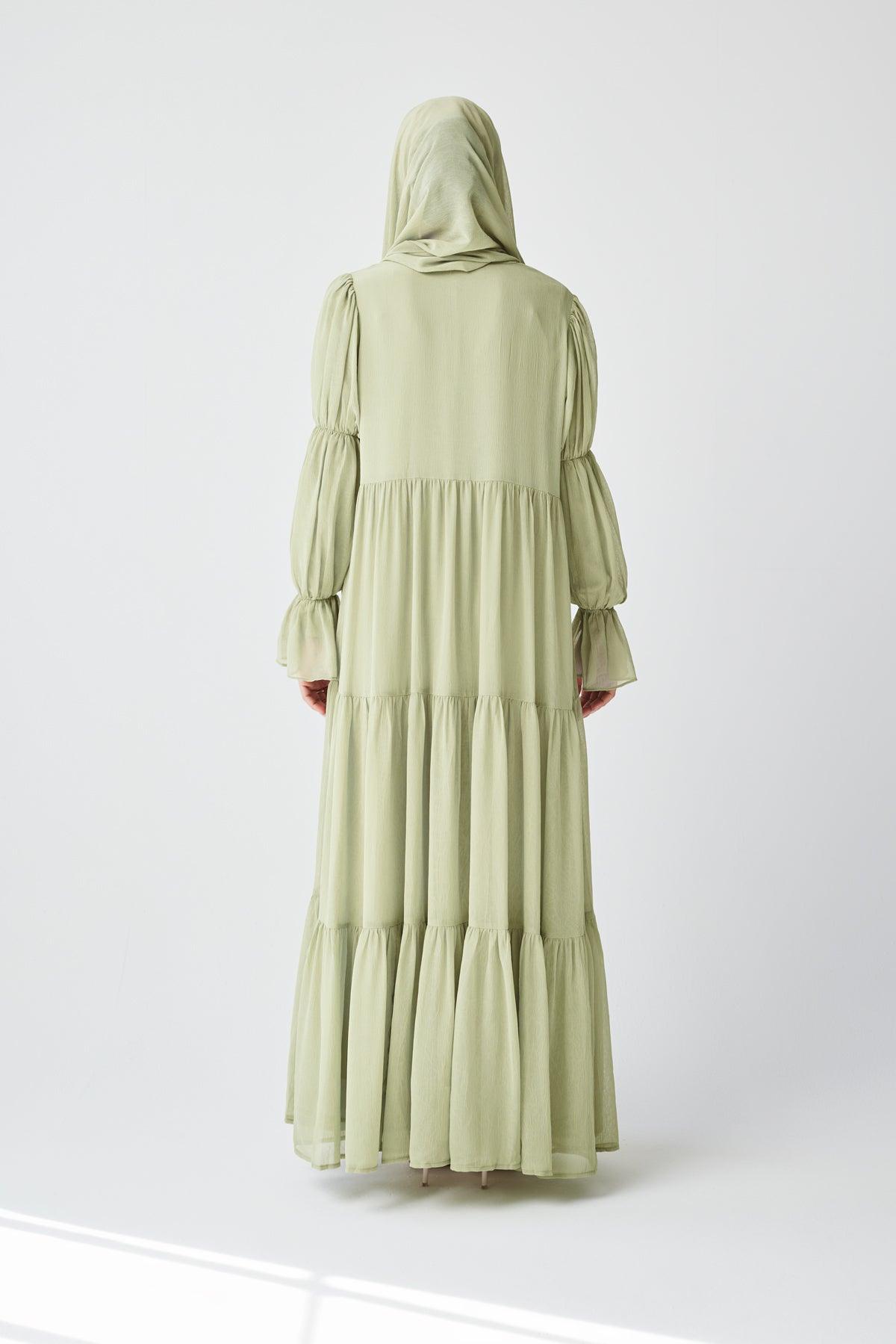 Bohemian Abaya Set - Light Sage