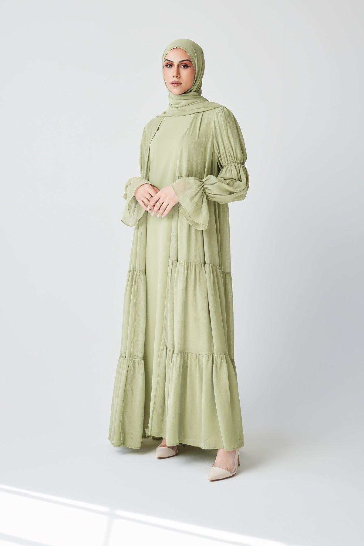 Bohemian Abaya Set - Light Sage