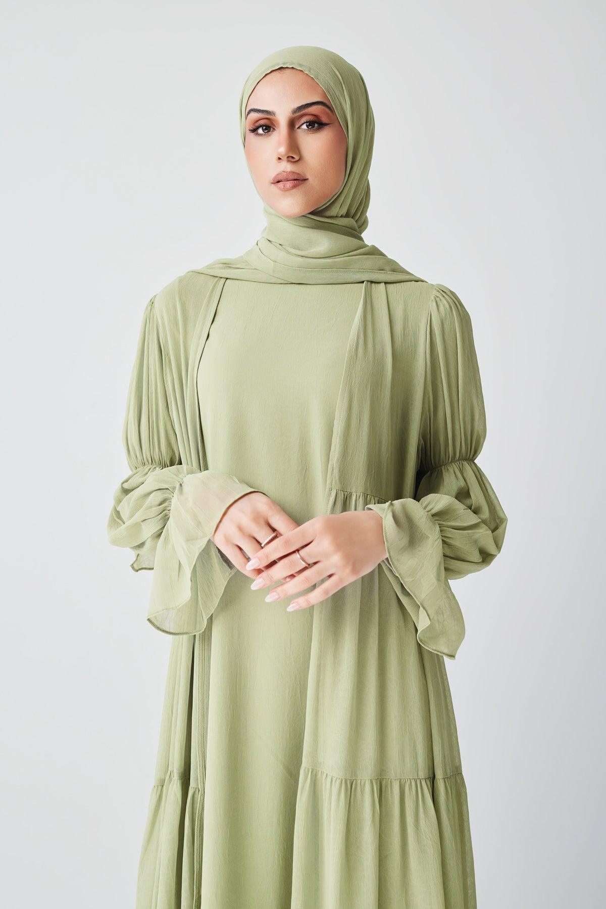 Bohemian Abaya Set - Light Sage