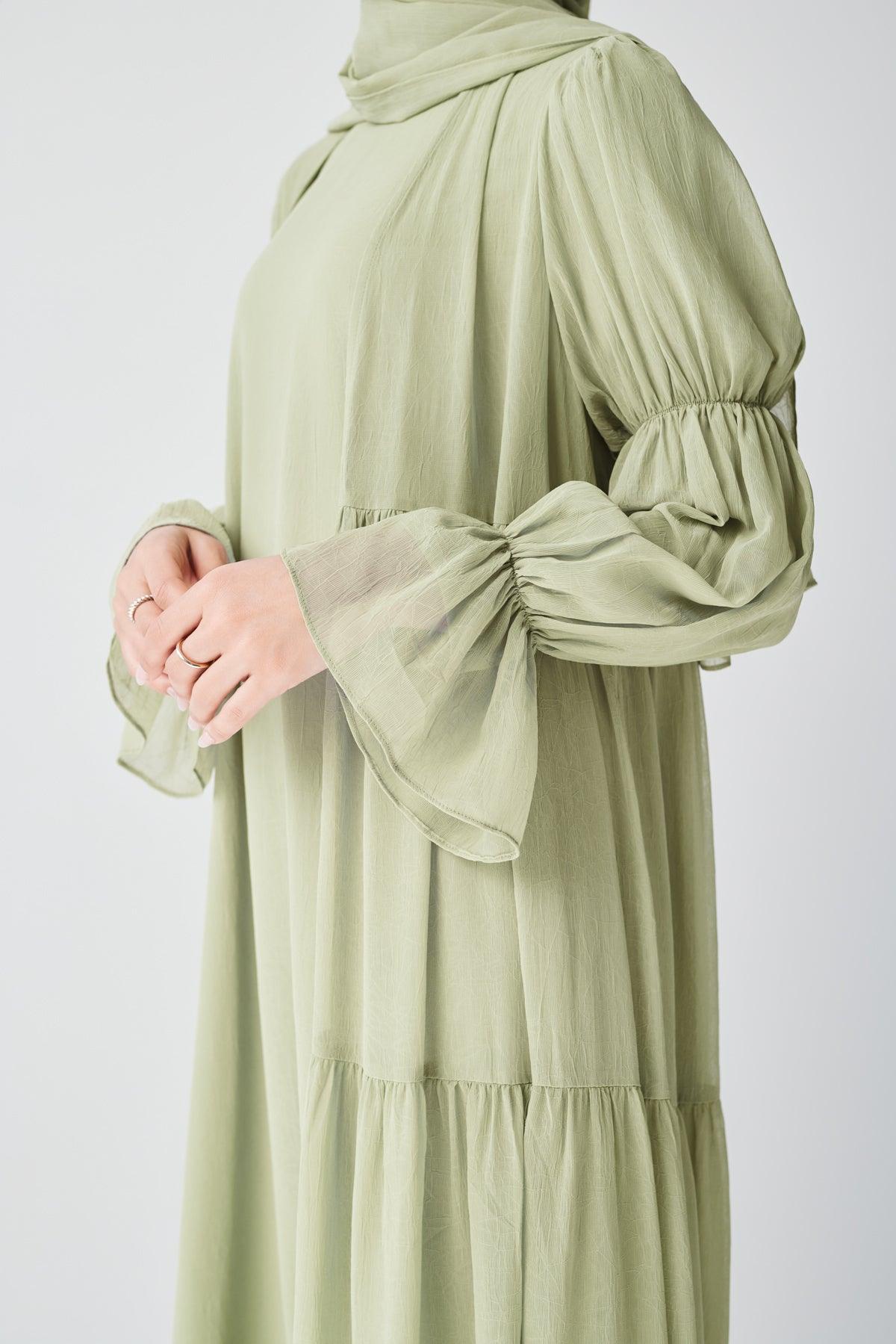 Bohemian Abaya Set - Light Sage