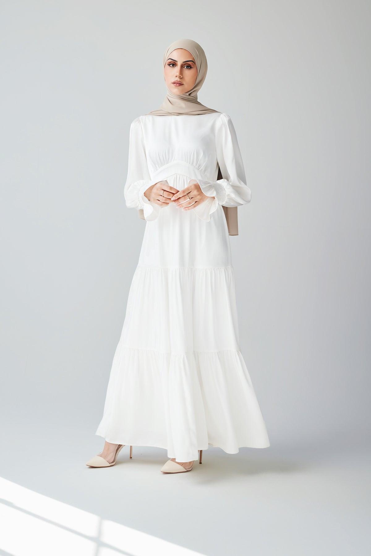 Milena Tiered Smock Maxi Dress - White
