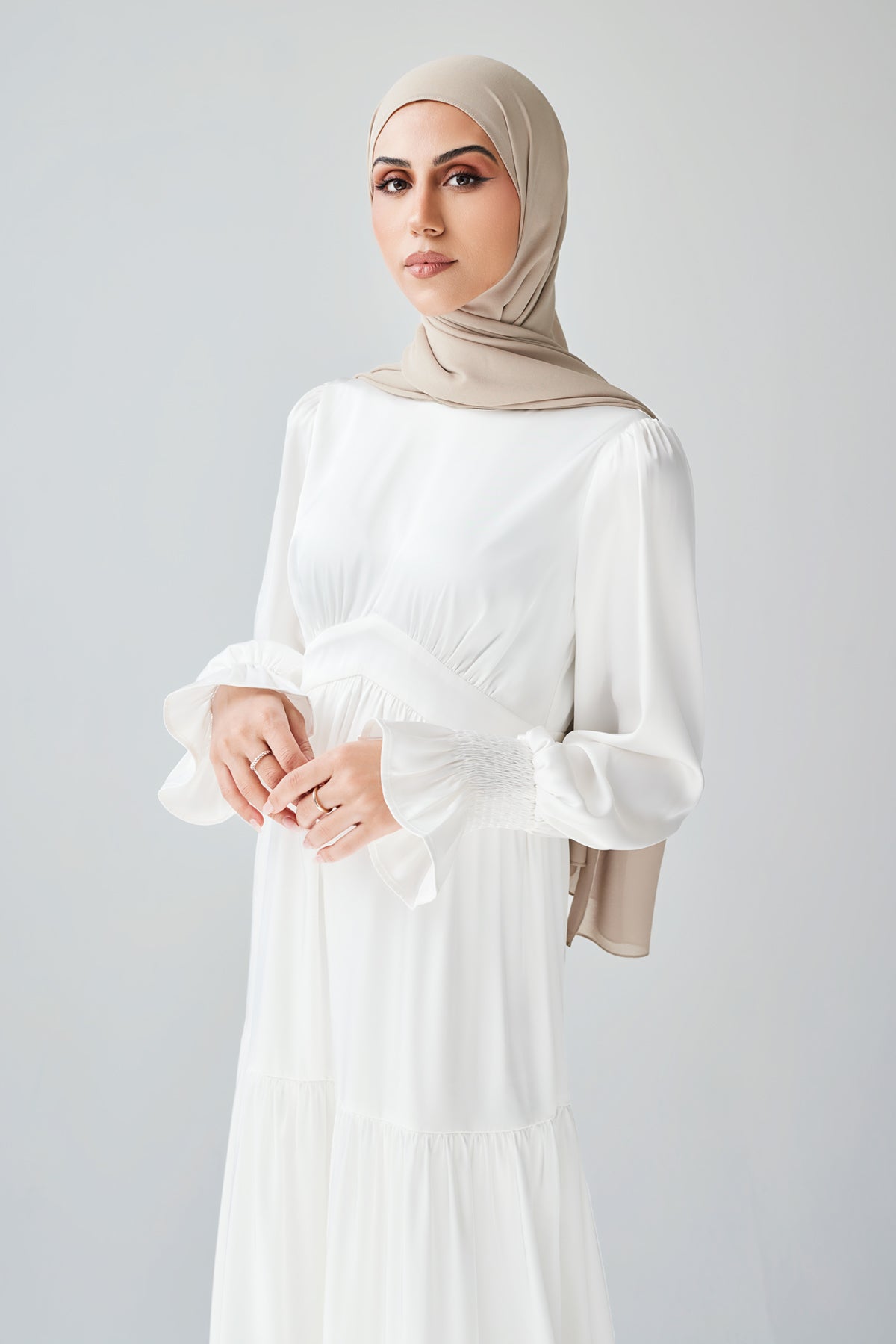Milena Tiered Smock Maxi Dress - White