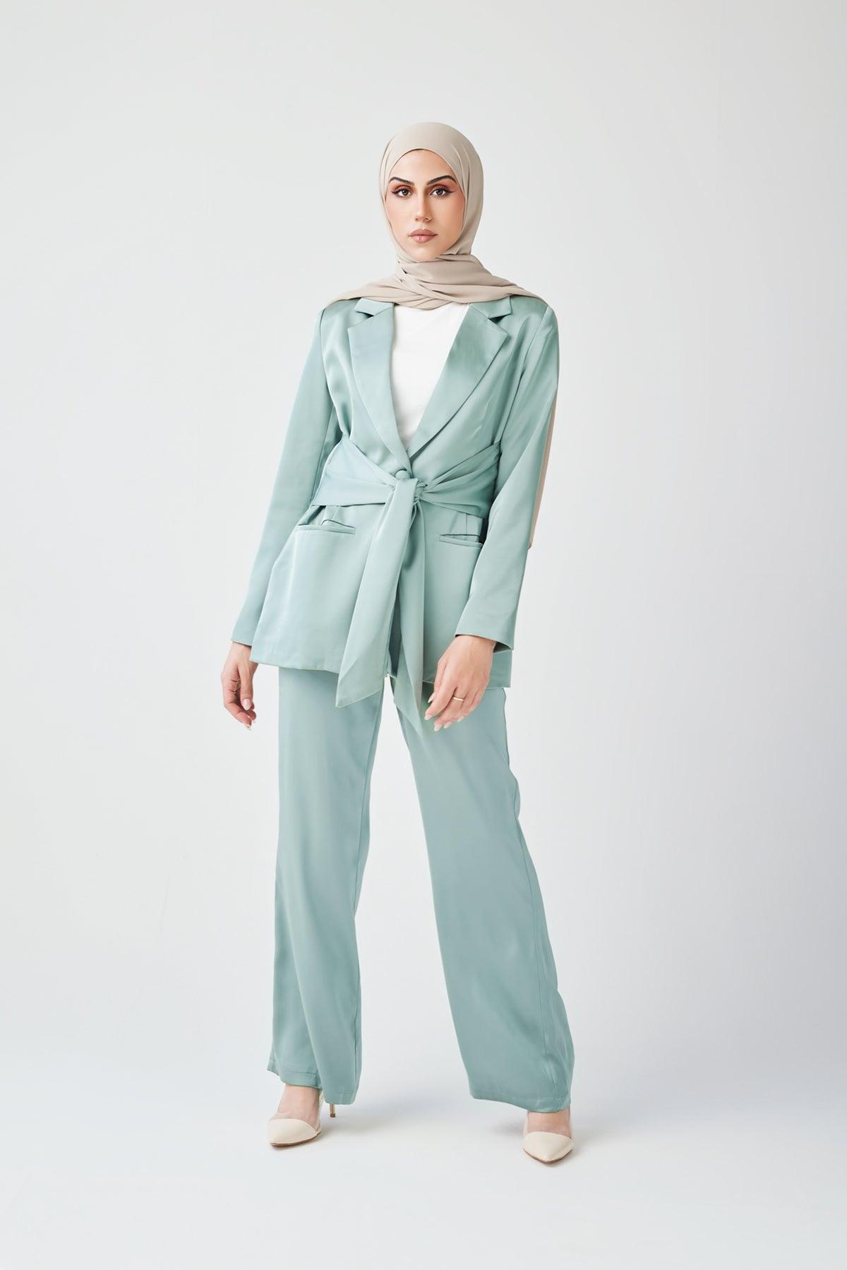 Adele Tie Waist Blazer - Sage