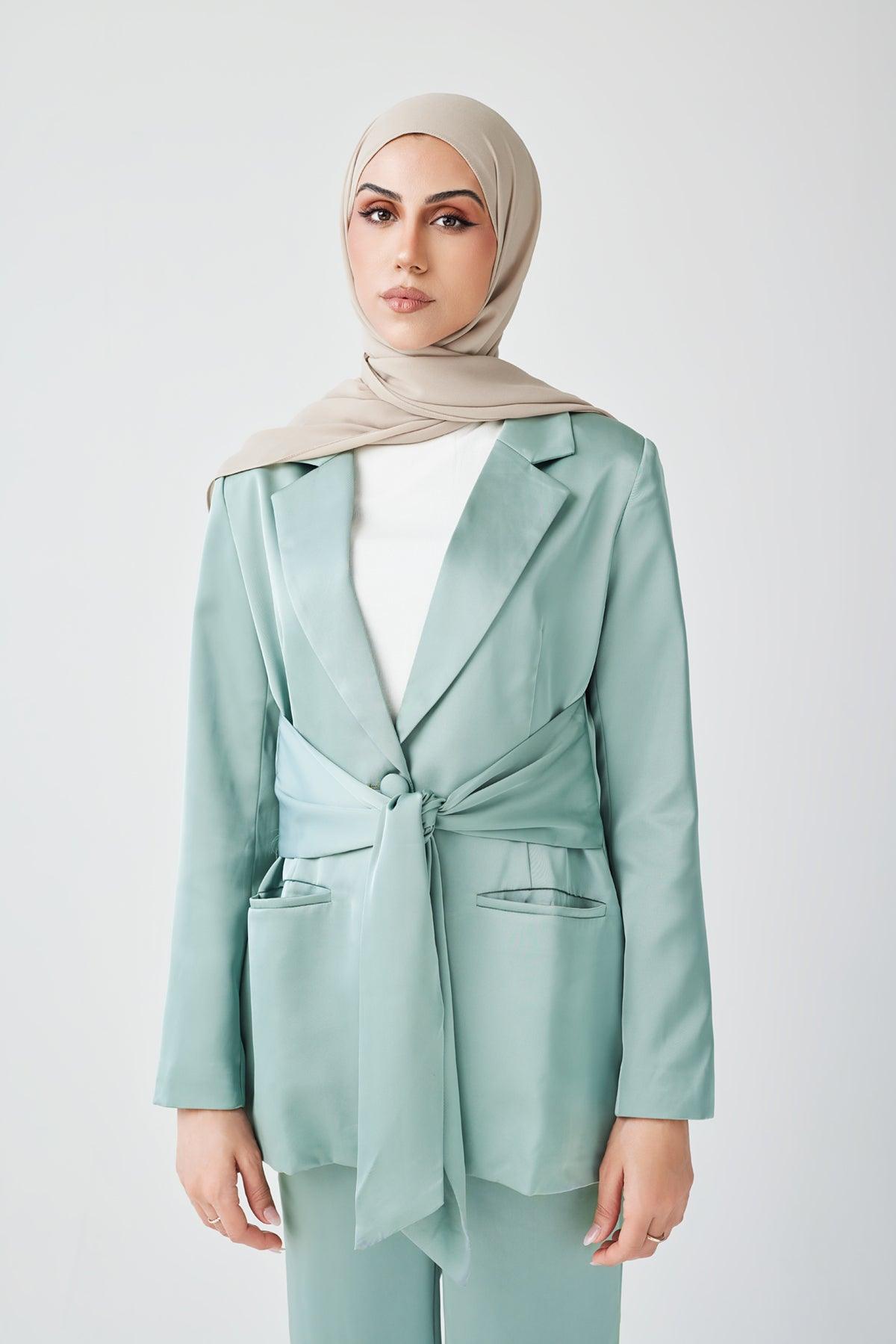 Adele Tie Waist Blazer - Sage