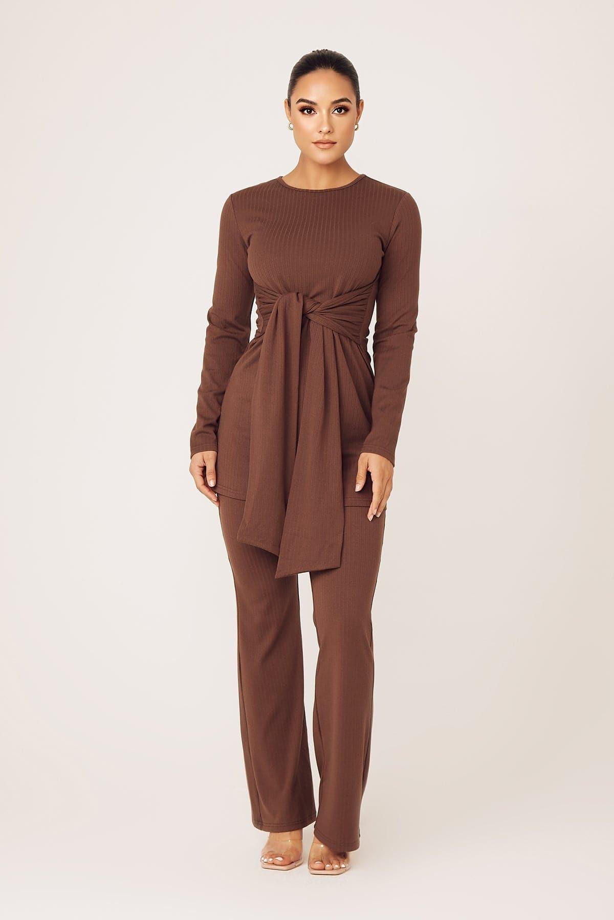 Amara Two Piece Matching Set- Mocha - Zahraa The Label