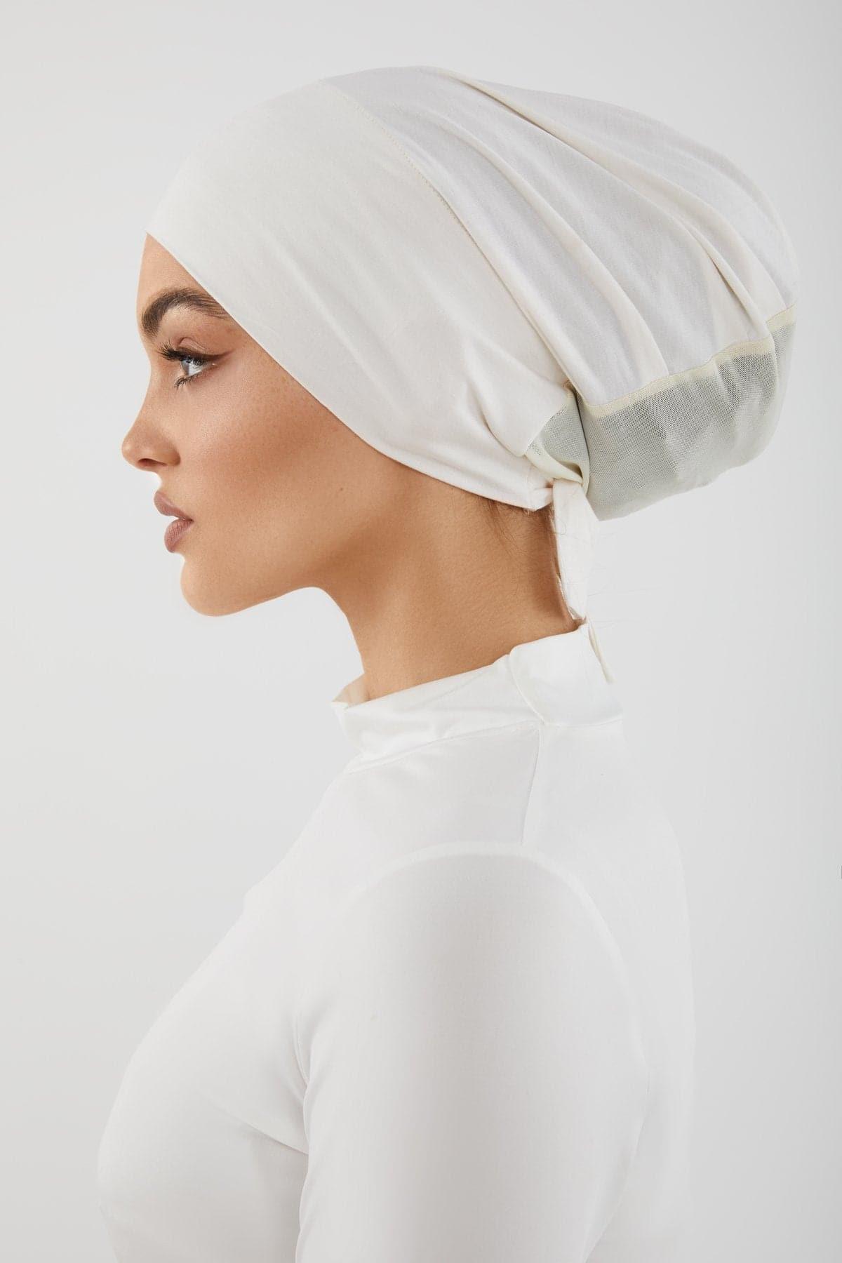 Aria Mesh Tie Back Undercap- Gardenia - Zahraa The Label