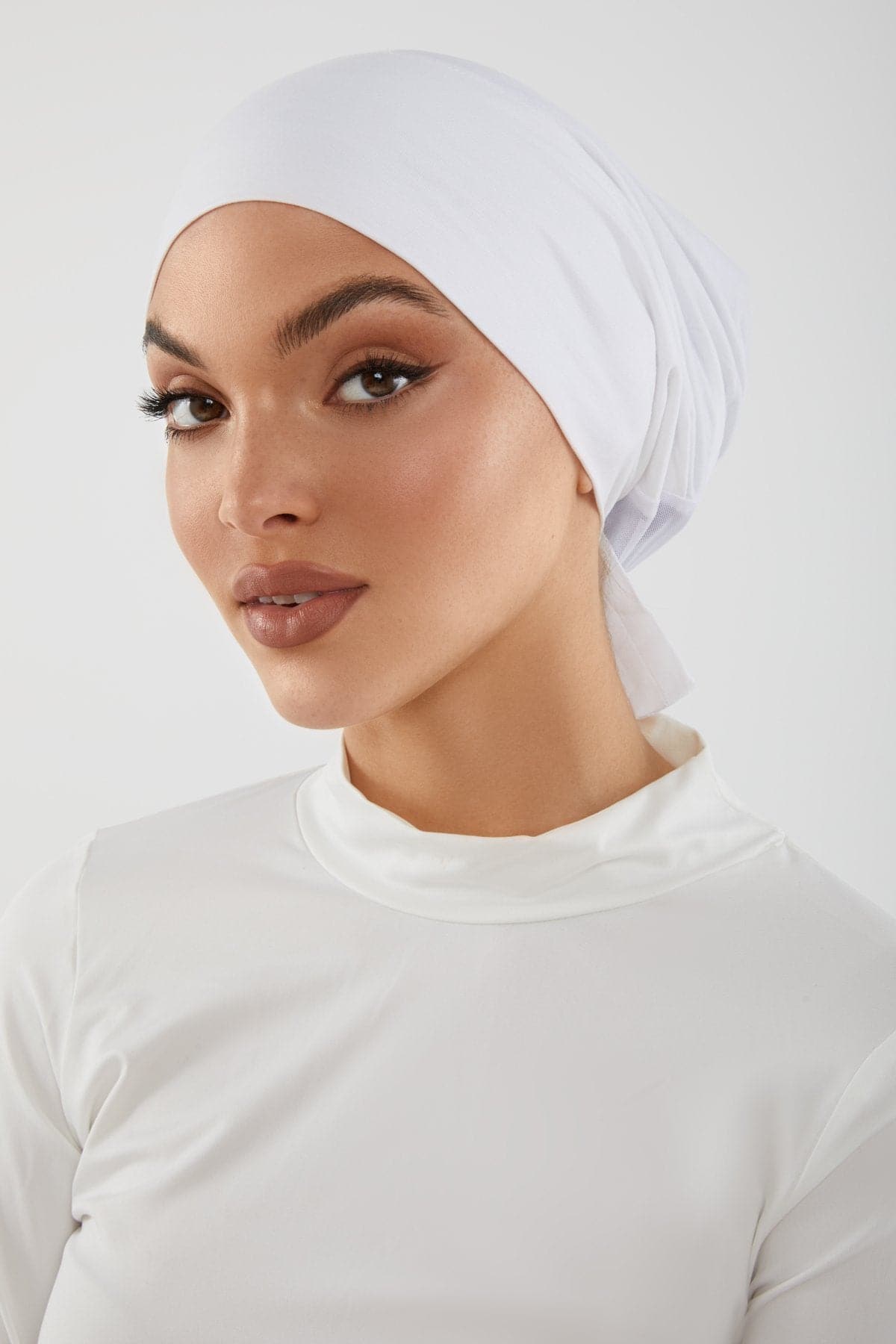 Aria Mesh Tie Back Undercap- White - Zahraa The Label