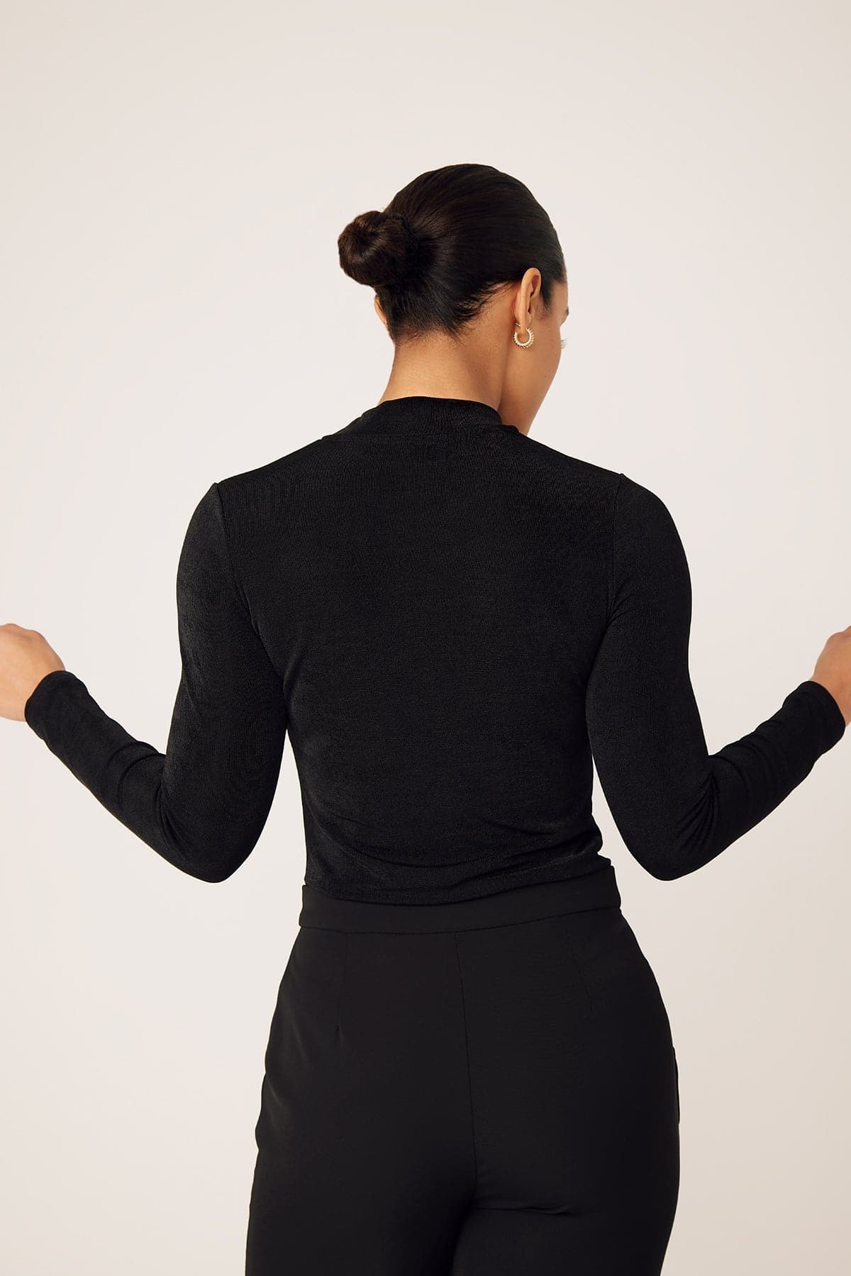 Camile Long Sleeve Body Shirt- Black - Zahraa The Label