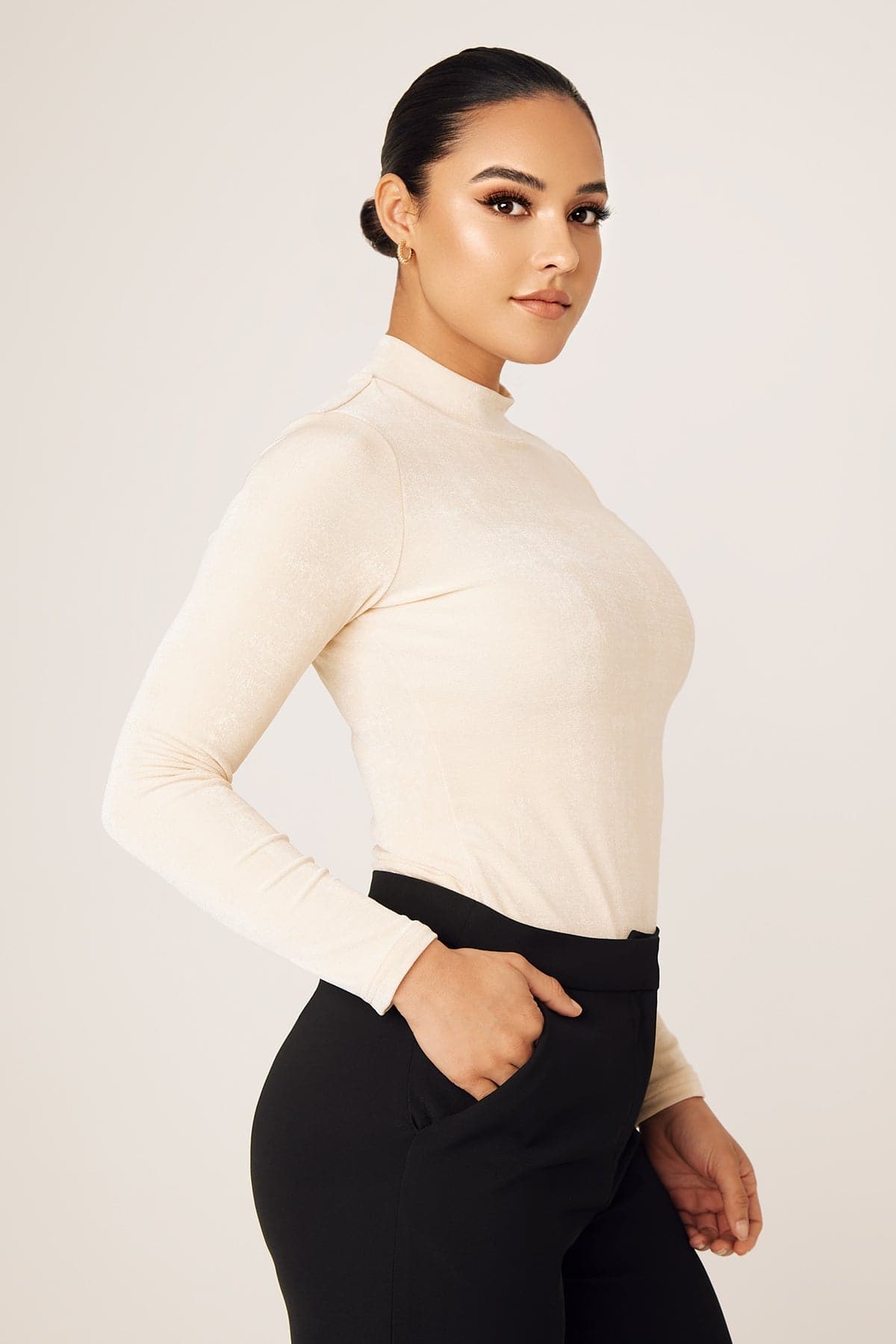 Camile Long Sleeve Body Shirt-Modest Nude - Zahraa The Label