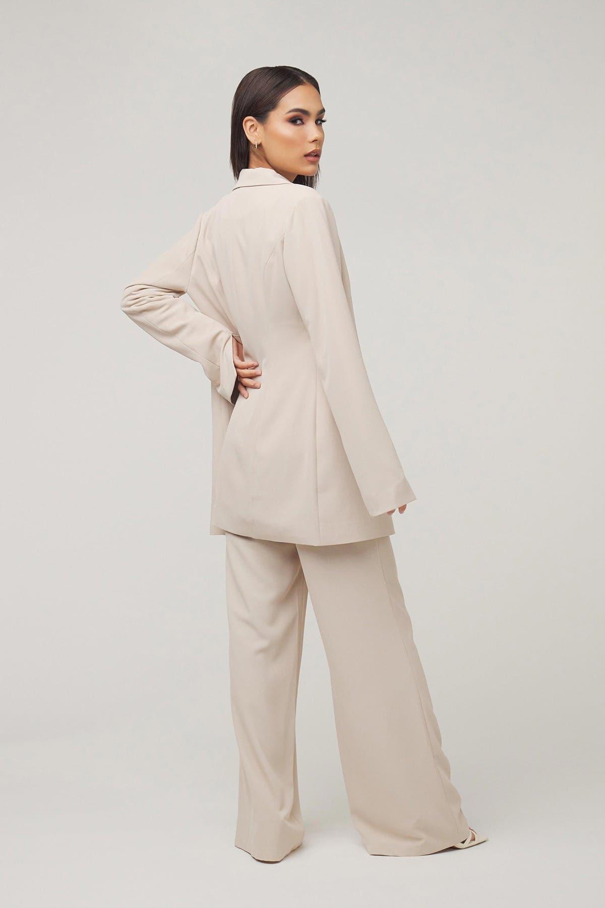 Carolina Tie Waist Blazer- Nude Dust - Zahraa The Label