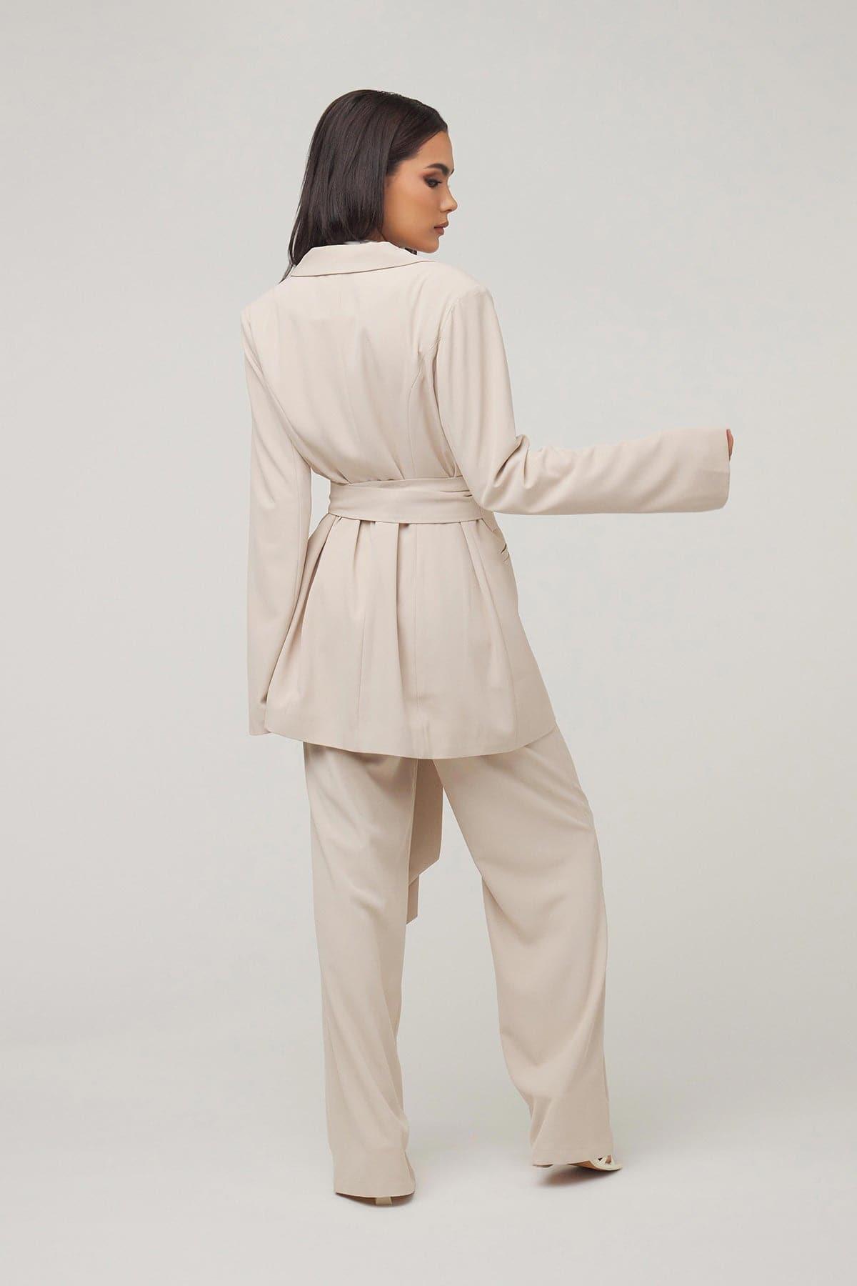 Carolina Tie Waist Blazer - Nude Dust – Zahraa The Label
