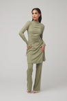 Israa Ribbed Ruched Matching Set - Sage Green - Zahraa The Label
