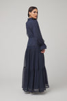 Loren Lace Chiffon Maxi Dress- Denim - Zahraa The Label