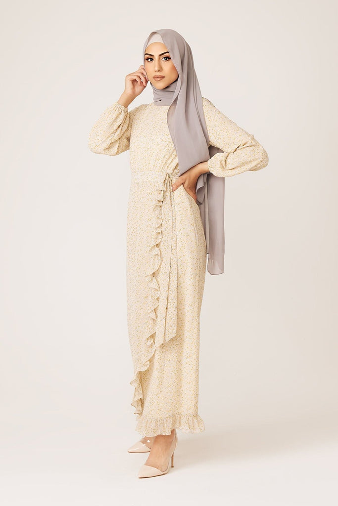 Mila Floral Ruffle Maxi Dress- Iris - Zahraa The Label