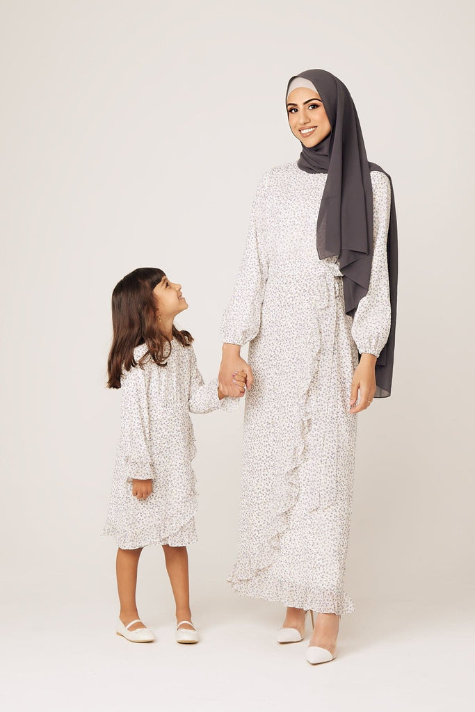 Mila Kids Floral Ruffle Maxi -Sky - Zahraa The Label