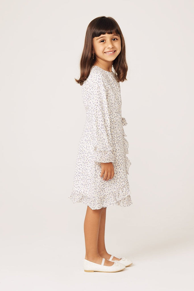 Mila Kids Floral Ruffle Maxi -Sky - Zahraa The Label