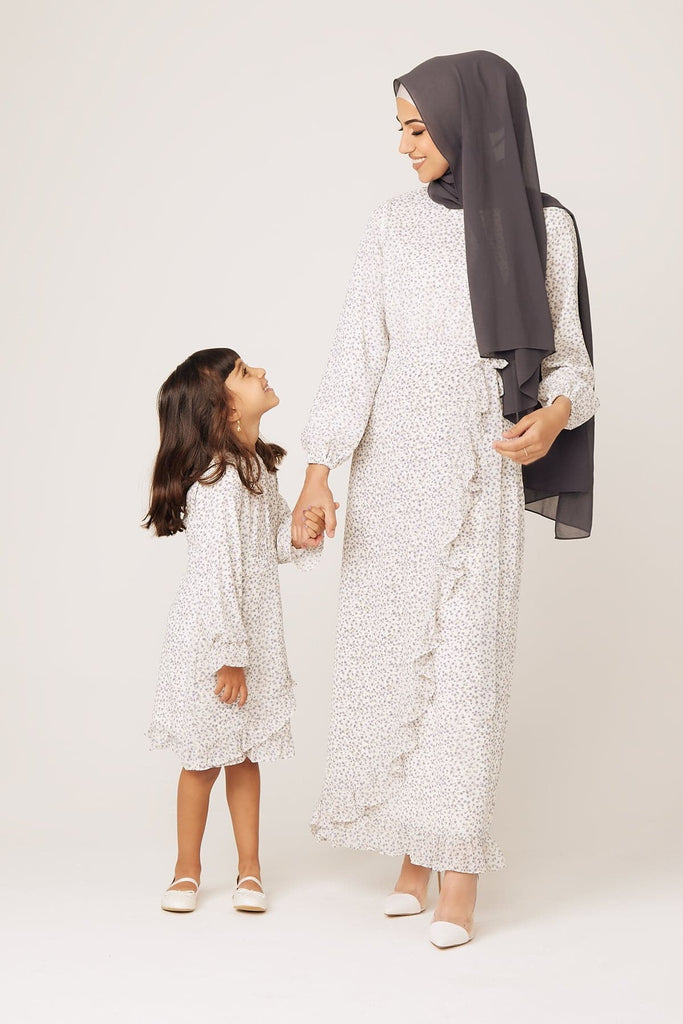 Mila Kids Floral Ruffle Maxi -Sky - Zahraa The Label