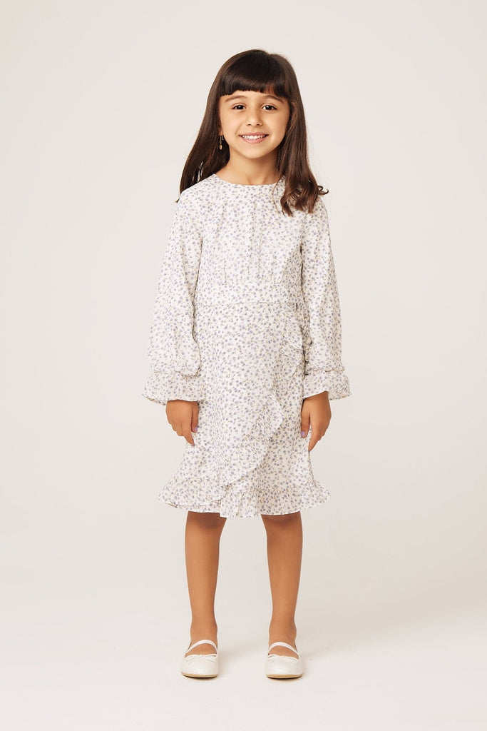 Mila Kids Floral Ruffle Maxi -Sky - Zahraa The Label