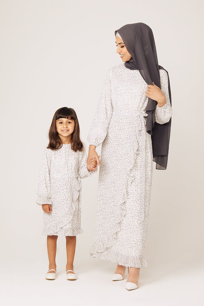Mila Kids Floral Ruffle Maxi -Sky - Zahraa The Label