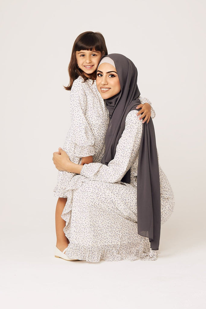 Mila Kids Floral Ruffle Maxi -Sky - Zahraa The Label