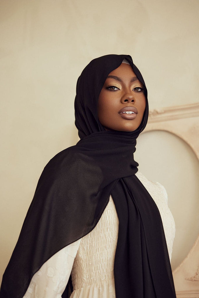 Premium Chiffon Hijab - Black - Zahraa The Label