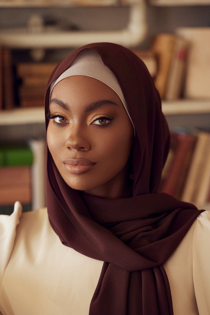 Premium Chiffon Hijab - Brown - Zahraa The Label