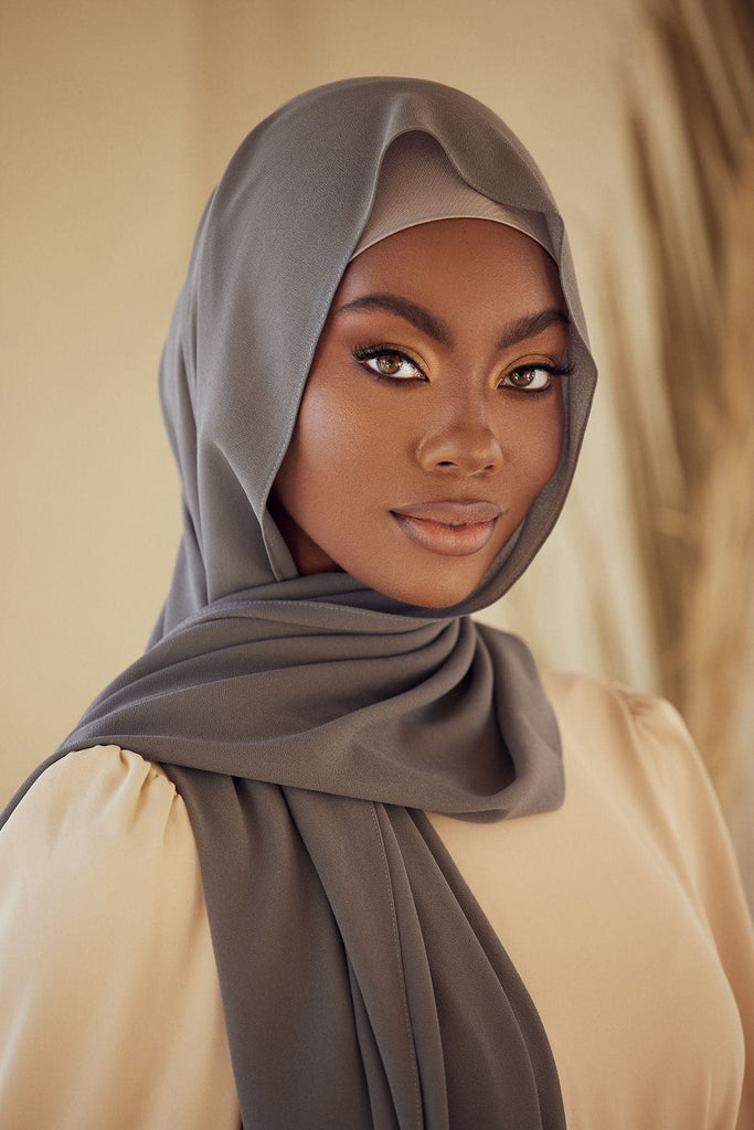 Premium Chiffon Hijab - Fossil - Zahraa The Label