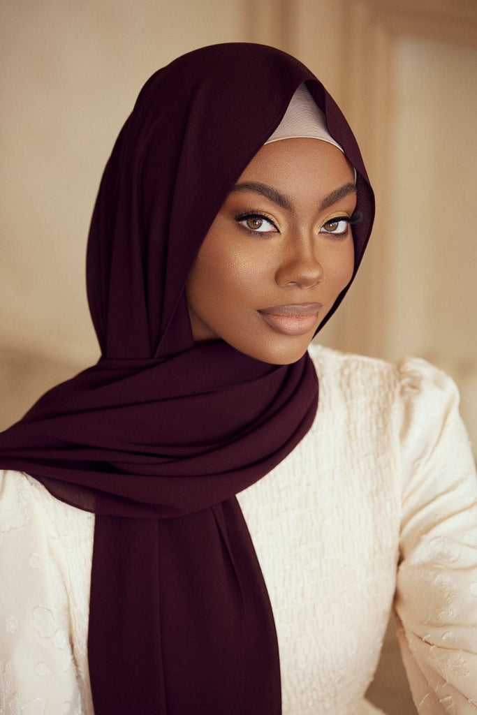 Premium Chiffon Hijab - Raisin - Zahraa The Label