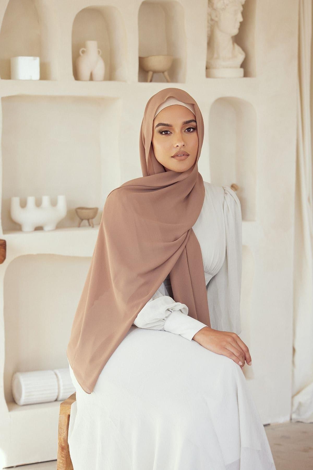 Premium Chiffon Hijab - Soft Taupe