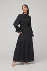 Rama Satin Maxi Dress - Black - Zahraa The Label