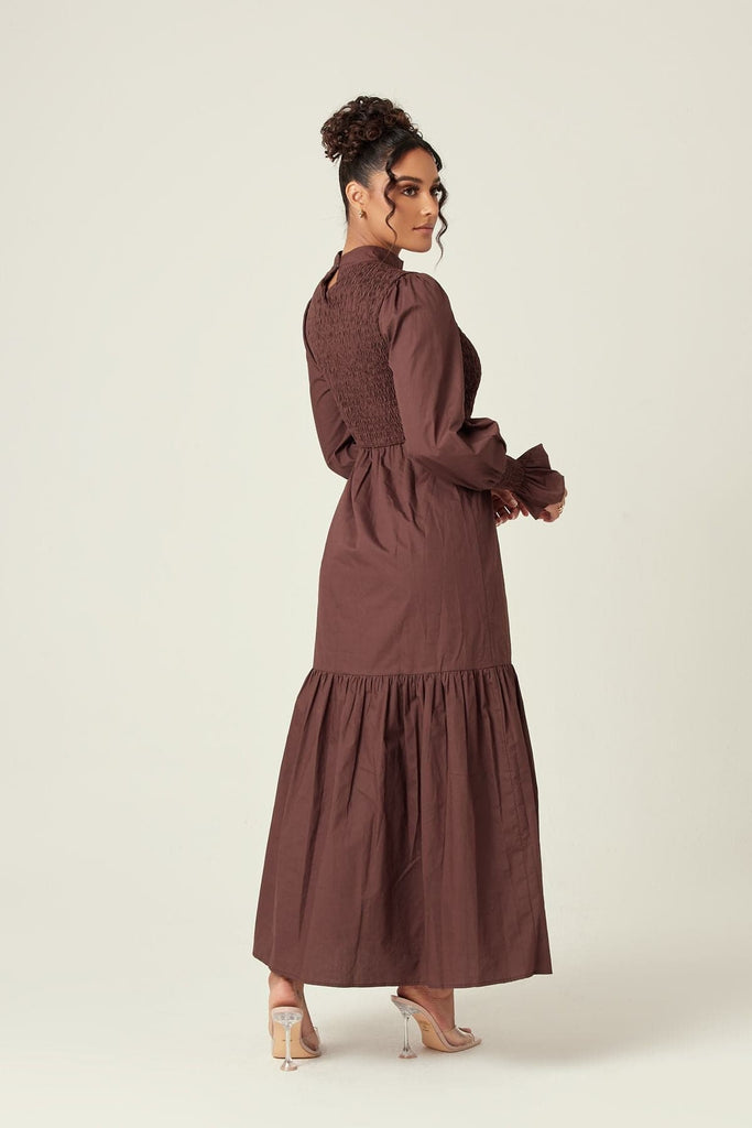Serena Cotton Maxi Dress - Mocha - Zahraa The Label