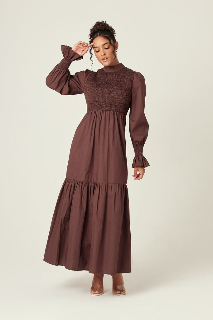 Serena Cotton Maxi Dress - Mocha - Zahraa The Label