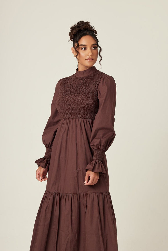 Serena Cotton Maxi Dress - Mocha - Zahraa The Label
