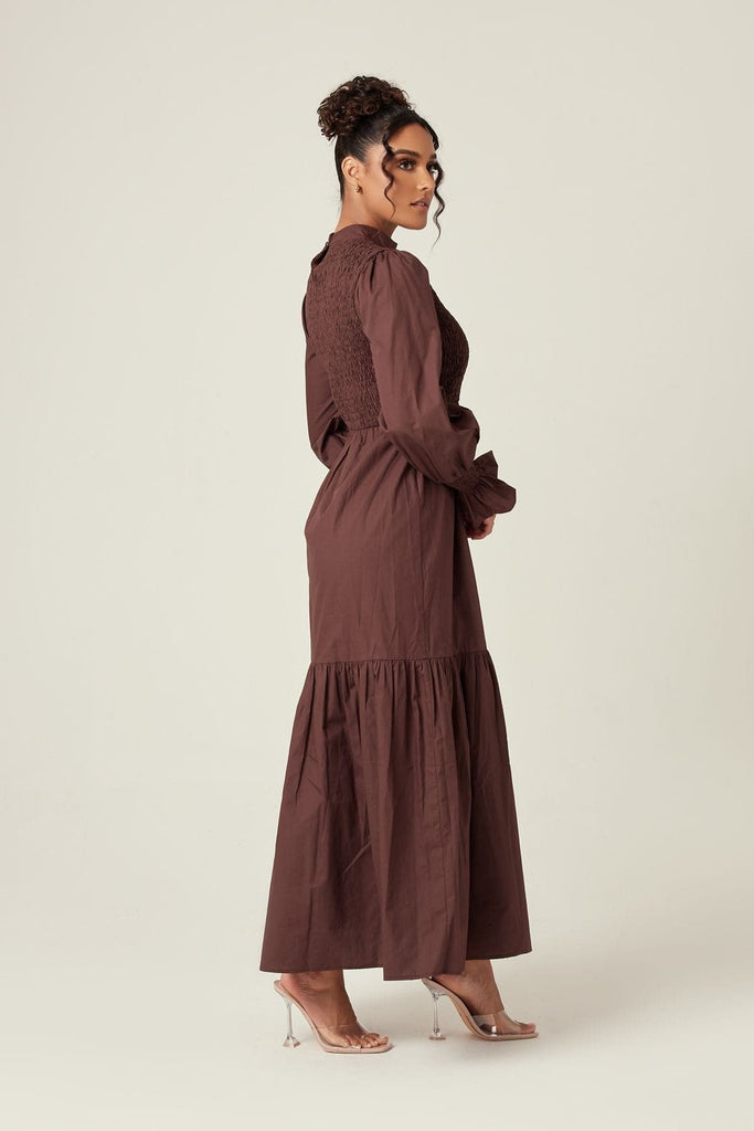 Serena Cotton Maxi Dress - Mocha - Zahraa The Label
