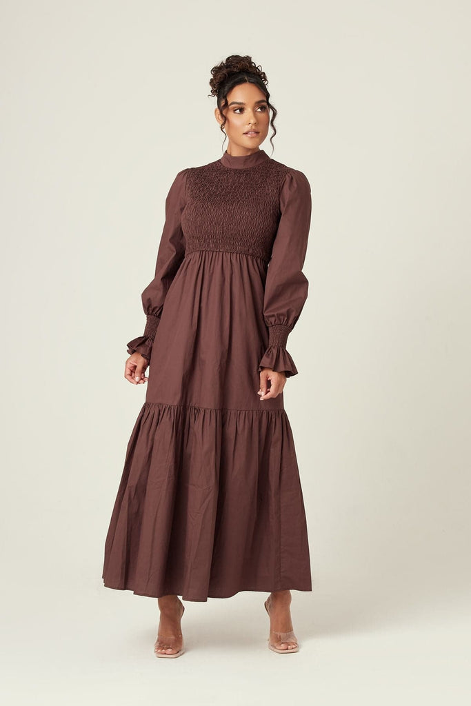 Serena Cotton Maxi Dress - Mocha - Zahraa The Label