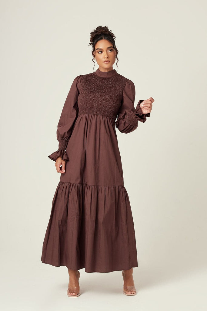 Serena Cotton Maxi Dress - Mocha - Zahraa The Label