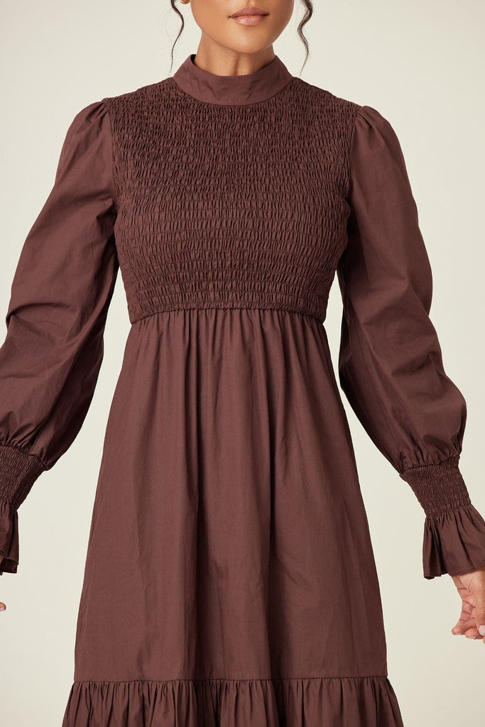 Serena Cotton Maxi Dress - Mocha - Zahraa The Label