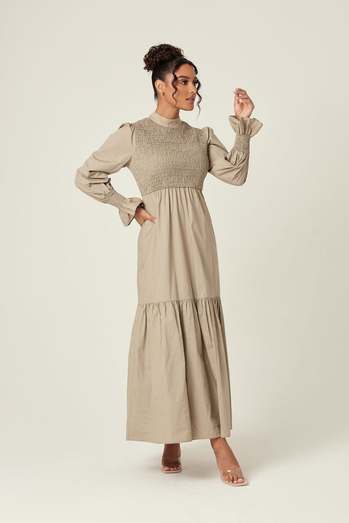 Serena Cotton Maxi Dress - Olive - Zahraa The Label