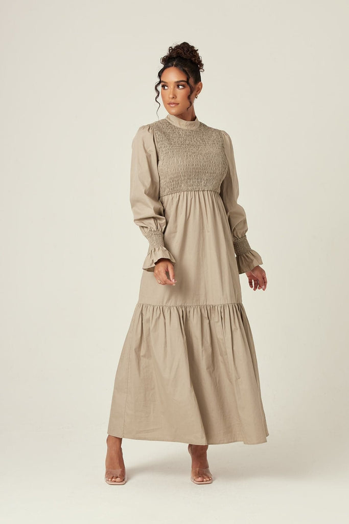 Serena Cotton Maxi Dress - Olive - Zahraa The Label