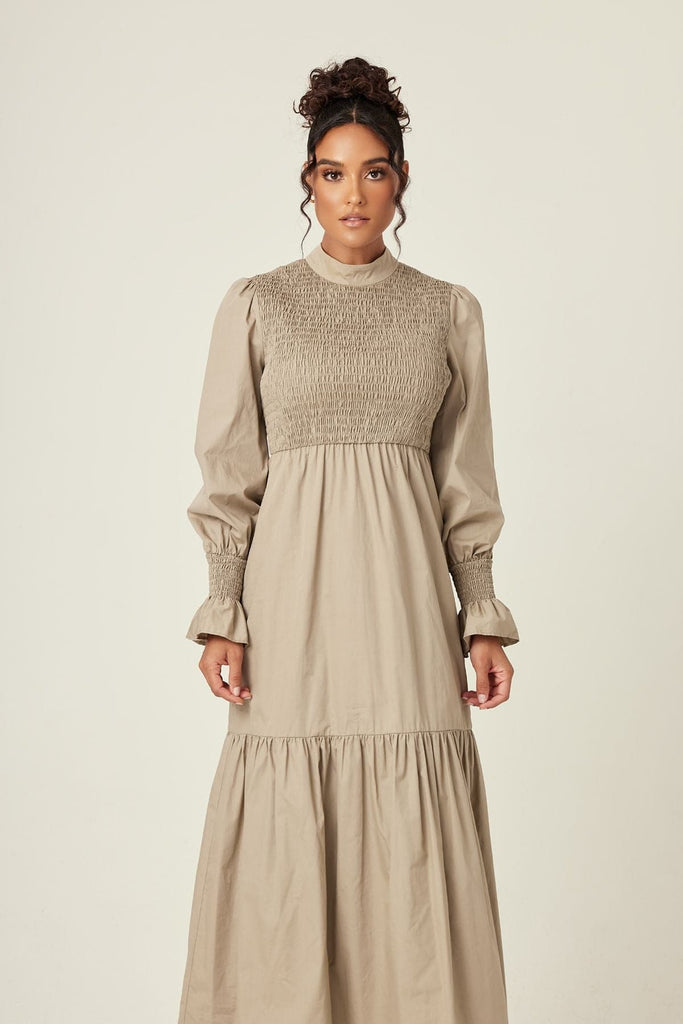 Serena Cotton Maxi Dress - Olive - Zahraa The Label