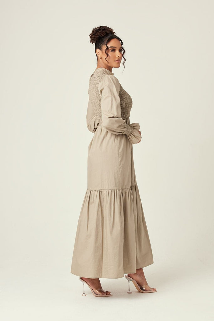 Serena Cotton Maxi Dress - Olive - Zahraa The Label